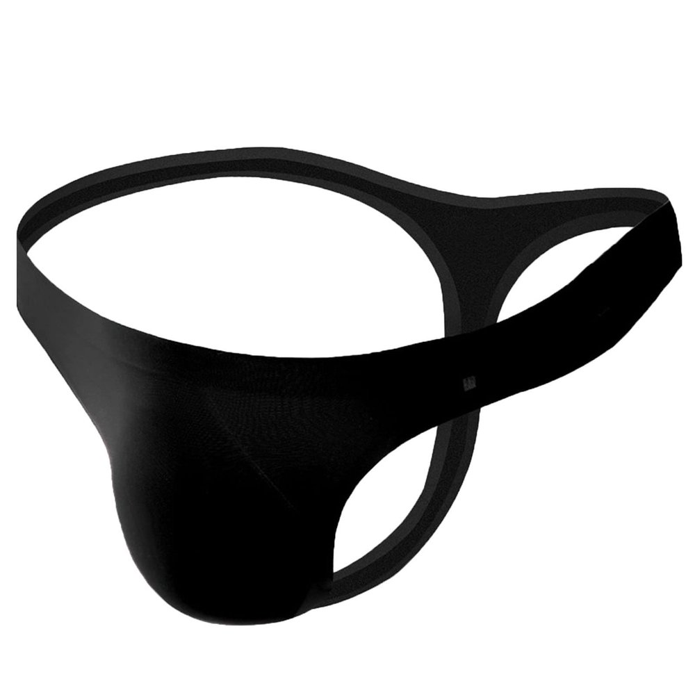 Ctreela Seamless T-Back for Men's Bulge Ball Pouch G-String Sexy One Piece Thong String Bikini Low Rise Underwear Black