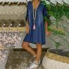 NaRHbrg Summer Denim Shirt Dresses for Womens Short Sleeve Loose Jean Midi Dress Button Down Casual Shift Dress Tunic Top view 2