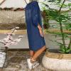 NaRHbrg Summer Denim Shirt Dresses for Womens Short Sleeve Loose Jean Midi Dress Button Down Casual Shift Dress Tunic Top view 4