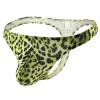 Ctreela Leopard Print G-String for Mens Bulge Enhancing T-Back Thong Low Rise Sexy Briefs Night Club Hot Underwear Green view 1