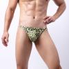 Ctreela Leopard Print G-String for Mens Bulge Enhancing T-Back Thong Low Rise Sexy Briefs Night Club Hot Underwear Green view 4
