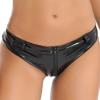 ACSUSS Women Pole Dance Booty Shorts Latex Leahter Shorts Zipper Crotch Pantalon Corto Mini Shorts Black Small view 1