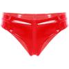 ACSUSS Women Pole Dance Booty Shorts Latex Leahter Shorts Zipper Crotch Pantalon Corto Mini Shorts Red 4X-Large view 3