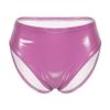 QinCiao Women's Shiny Latex Wet Look Booty Shorts High Waisted Zipper Crotch Cheeky Hot Pants Shiny Hot Pink Medium view 1