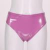 QinCiao Women's Shiny Latex Wet Look Booty Shorts High Waisted Zipper Crotch Cheeky Hot Pants Shiny Hot Pink Medium view 3