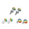 3 Pairs Rainbow Gay Lesbian Pride Round Stud Earrings Set 316L Stainless Steel Love is Love Spike Screw On for Couple Unisex Ear Piercing Jewelry view 1