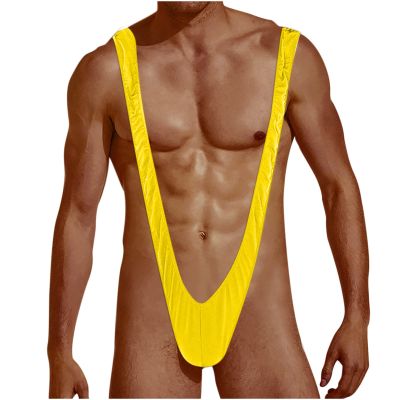Ctreela Men's V Shaped Mankini Leopard Jockstrap Wrestling Singlet V Sling Swimsuit Thong Y Back Leotard Underwear