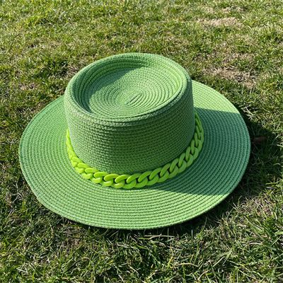 2022 Straw Hat for Women Fashion Candy Colors Casual Panama Beach Vacation Hat Summer Breathable Hats Green 56-58cm