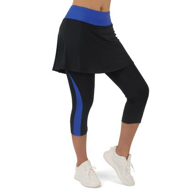 ANIVIVO Skirted Leggings for Women, Capris Skorts Tennis Golf Knee Length Skirted Leggings with Pockets(Dark Blue,L)