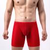 Ctreela Men's Mesh Long Boxer Briefs Sexy Breathable Underwear See-Through Trunks Low Rise Knickers Fishnet Panties Red view 2