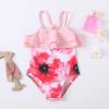 AnFeng Girls Two Pieces Bikini Set Ruffle Swimwear Bathing Suits Top Bikini Bottoms Swimming Suit Sun Protection Swimsuit (Red, 4-5Years) view 2