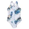 AnFeng Swimsuit Young Women Summer Crisscross Cute Print Swimsuit Floral The Stone Conjoined Printing Girls Girls Swimwear (Blue, 8 Years) view 1