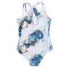 AnFeng Swimsuit Young Women Summer Crisscross Cute Print Swimsuit Floral The Stone Conjoined Printing Girls Girls Swimwear (Blue, 8 Years) view 3