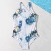 AnFeng Swimsuit Young Women Summer Crisscross Cute Print Swimsuit Floral The Stone Conjoined Printing Girls Girls Swimwear (Blue, 8 Years) view 4