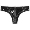 ACSUSS Women's Shiny Metallic Booty Shorts High Waist Belted Zipper Briefs Rave Dance Bottom 12# Black Medium view 4
