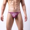 Ctreela Leopard Print G-String for Mens Bulge Enhancing T-Back Thong Low Rise Sexy Briefs Night Club Hot Underwear Pink view 2