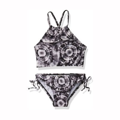 AnFeng Girls' Summer Two Piece Swimsuit Sun Protection Swimsuit Swimwear Bikini Bathing Suit Boyshort Tankini (Black, 8 Years)