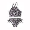 AnFeng Girls' Summer Two Piece Swimsuit Sun Protection Swimsuit Swimwear Bikini Bathing Suit Boyshort Tankini (Black, 8 Years) view 1
