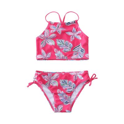 AnFeng Girls Summer Swimsuit Ruffle Swimwear Bathing Suits Swimwear Bikini Bathing Suit Boyshort Tankini (Hot Pink, 10 Years)