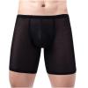 Ctreela Men's Mesh Long Boxer Briefs Sexy Breathable Underwear See-Through Trunks Low Rise Knickers Fishnet Panties Black view 1