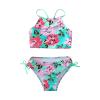 AnFeng Girls' Summer Two Piece Swimsuit Boyshort Tankini Top Bikini Bottoms Swimming Suit Boyshort Tankini (Green, 10 Years) view 1