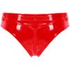 ACSUSS Women's Shiny Metallic Booty Shorts High Waist Belted Zipper Briefs Rave Dance Bottom 12# Red Small view 4
