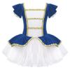 Yihuimin Kids Girls Ringmaster Christmas Show Dancewear Ruffles Sleeve Tank Leotard Tutu Majorette Dress Royal Blue 16 Years view 1
