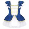 Yihuimin Kids Girls Ringmaster Christmas Show Dancewear Ruffles Sleeve Tank Leotard Tutu Majorette Dress Royal Blue 16 Years view 3