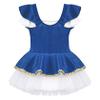 Yihuimin Kids Girls Ringmaster Christmas Show Dancewear Ruffles Sleeve Tank Leotard Tutu Majorette Dress Royal Blue 16 Years view 4