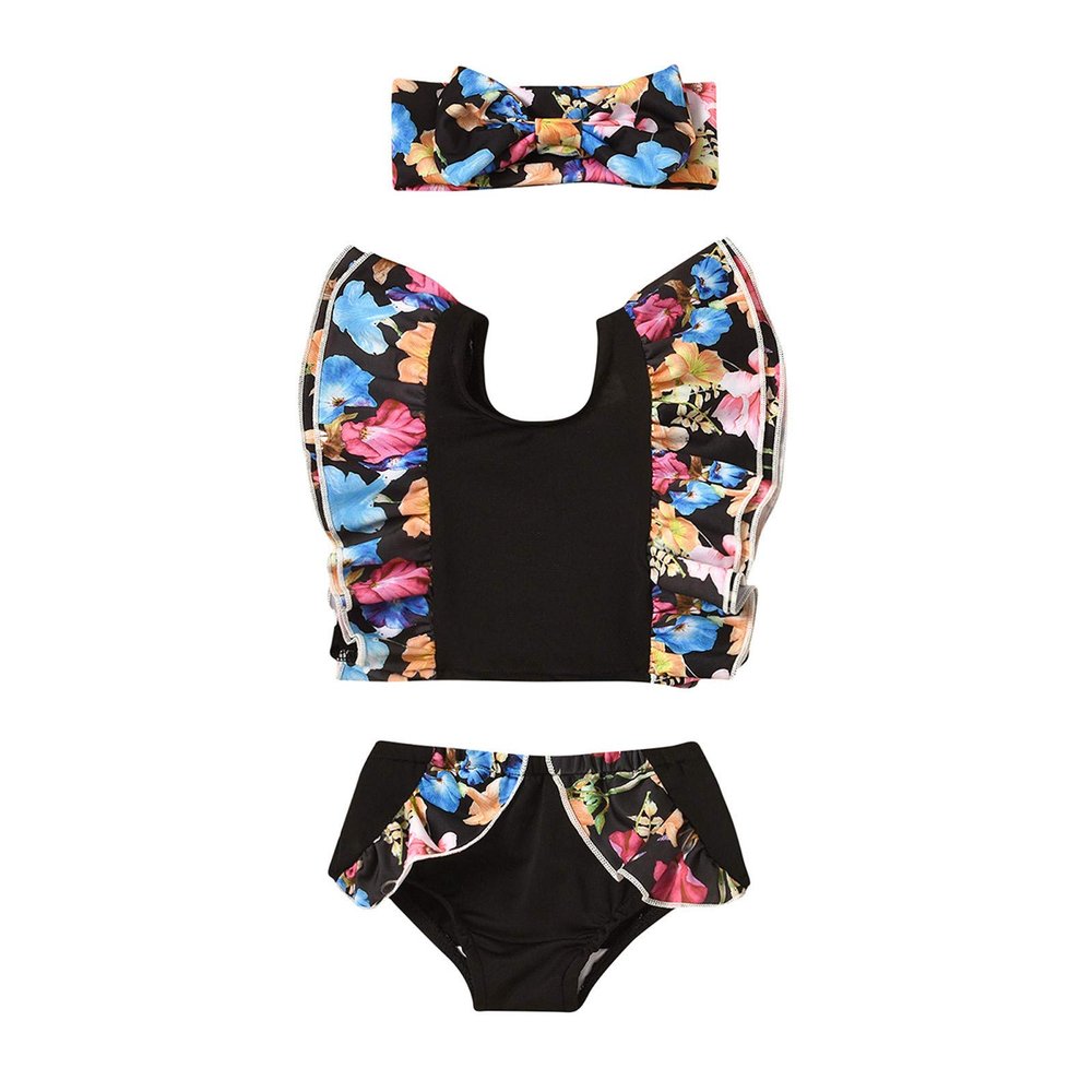 AnFeng Girls Two Pieces Bikini Set Sun Protection Swimsuit Top Bikini Bottoms Swimming Suit Sun Protection Swimsuit (Blue, 12-18Months)