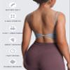 Aoxjox Women's Workout Sports Bras Fitness Yoga Crop Tank Metamorph Twist Back Cami (Grey, X-Small) view 4