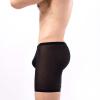 Ctreela Men's Mesh Long Boxer Briefs Sexy Breathable Underwear See-Through Trunks Low Rise Knickers Fishnet Panties Black view 3