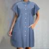 NaRHbrg Summer Denim Dress for Womens Cap Sleeveless Jean Shirt Dresses Juniors Loose Button Down Long Tunic Tops view 2