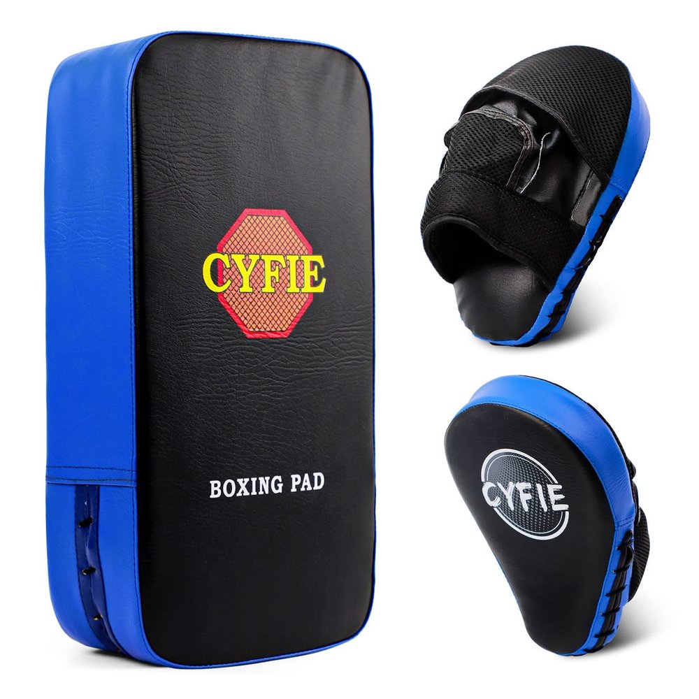 CYFIE 2 in 1 Boxing Equipment Kickboxing Strike Pads Punching Mitts Set, Boxing Mitts and Pad for Muay Thai, Karate, Taekwondo, Martial Arts Training at Home Gym, Karate Kick Pads for Kids, Youth