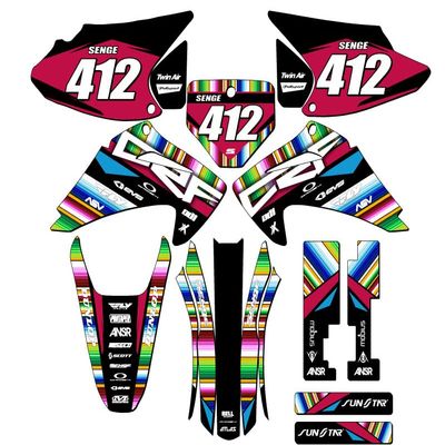 2003-2007 CRF 150 F Serape Black Senge Graphics Complete Kit with Rider I.D. Compatible with Honda