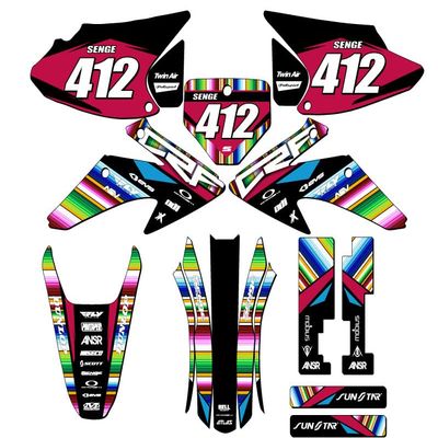 2008-2014 CRF 230 F Serape Black Senge Graphics Complete Kit with Rider I.D. Compatible with Honda