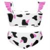 Loloda Toddler Little Girls Cow Print 2 Piece Tankini Set Swimsuit Flutter Sleeve Bandeau with Bottoms Pink 5-6 Years view 2