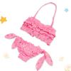 Girl Swim Size 16 Infant Sets Kid Pineapple Solid Bikini Swimwear Wave Print Swimsuit Ruched Girls Girls Swimwear (Pink, 140) view 3