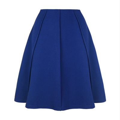 Allegra K High Waisted Skirts for Women's Vintage Solid Color Below Knee Pleated Flared Skirt Small Royal Blue