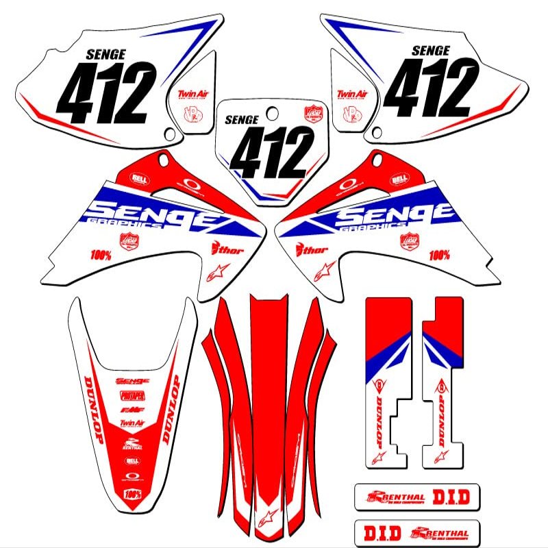 2003-2007 CRF 230 F Binary Red Senge Graphics Complete Kit with Rider I.D. Compatible with Honda