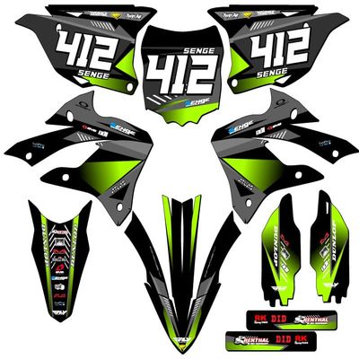 2022-2025 KX 85 Surge Black Senge Graphics Complete Kit with Rider I.D. Compatible with Kawasaki
