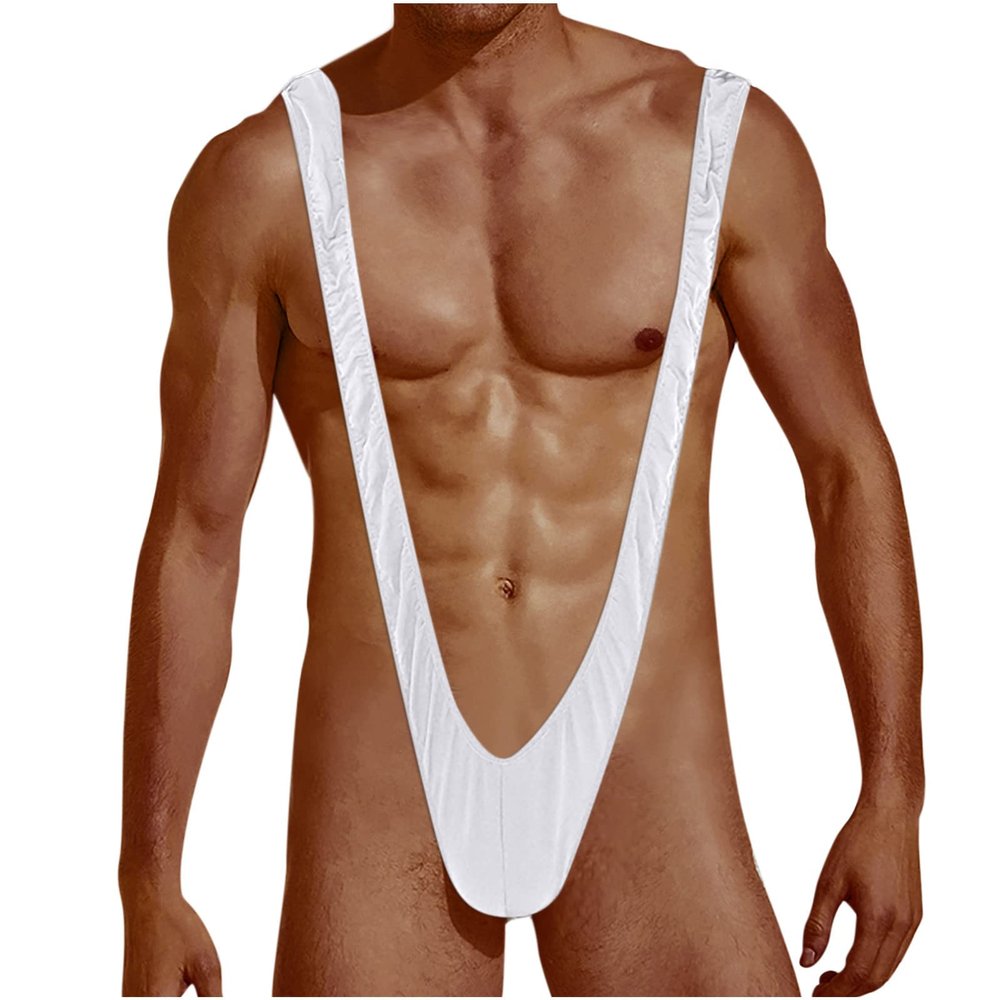 Ctreela Men's V Shaped Mankini Leopard Jockstrap Wrestling Singlet V Sling Swimsuit Thong Y Back Leotard Underwear