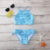 AnFeng Girls Two Pieces Bikini Set Boyshort Tankini Sleeveless Print Beach Bikini Ruffle Swimwear Bathing Suits (Sky Blue, 8 Years) view 2