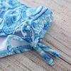 AnFeng Girls Two Pieces Bikini Set Boyshort Tankini Sleeveless Print Beach Bikini Ruffle Swimwear Bathing Suits (Sky Blue, 8 Years) view 4