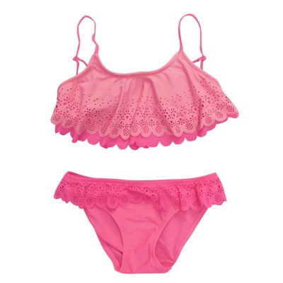 Girls Plus Swim Summer Ruffles Kids Swimwear Hollow Swimsuit Girls Set Outfits Bikini Infant Girls Swimwear (Red, 7-8Years)