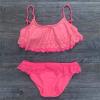 Girls Plus Swim Summer Ruffles Kids Swimwear Hollow Swimsuit Girls Set Outfits Bikini Infant Girls Swimwear (Red, 7-8Years) view 3
