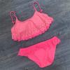 Girls Plus Swim Summer Ruffles Kids Swimwear Hollow Swimsuit Girls Set Outfits Bikini Infant Girls Swimwear (Red, 7-8Years) view 4