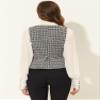 Allegra K Vintage Tweed Vest for Women's Double Breasted Sleeveless Plaid Waistcoat Jacket Medium Black view 3