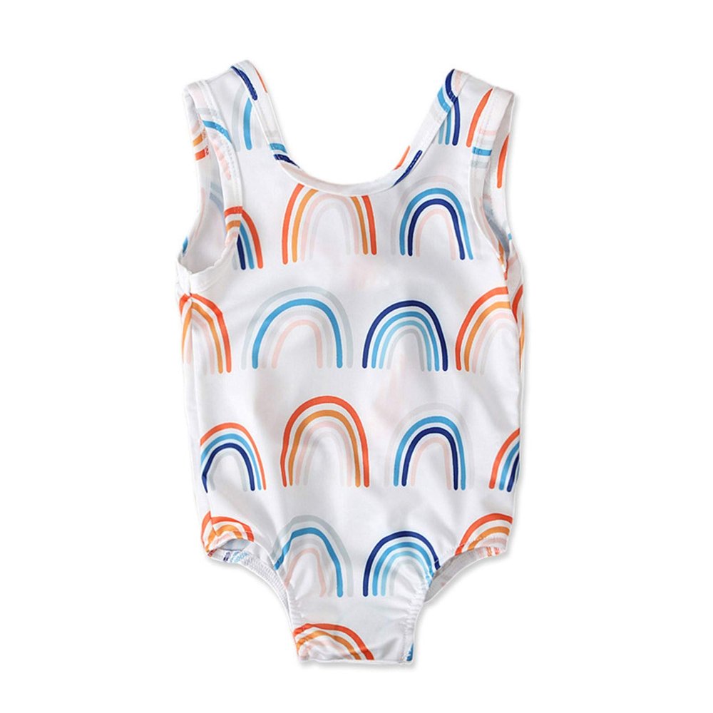 AnFeng Little Girl Swim Rainbow Ruffle Swimsuit Kids Swimwear Strap Piece Baby Print One Girls Girls Swimwear (Multicolor, 2-3 Years)