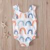 AnFeng Little Girl Swim Rainbow Ruffle Swimsuit Kids Swimwear Strap Piece Baby Print One Girls Girls Swimwear (Multicolor, 2-3 Years) view 3